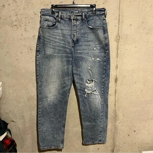 Old Navy Women's Distressed Sky-Hi Extra High Rise Button Fly Jeans Size 12